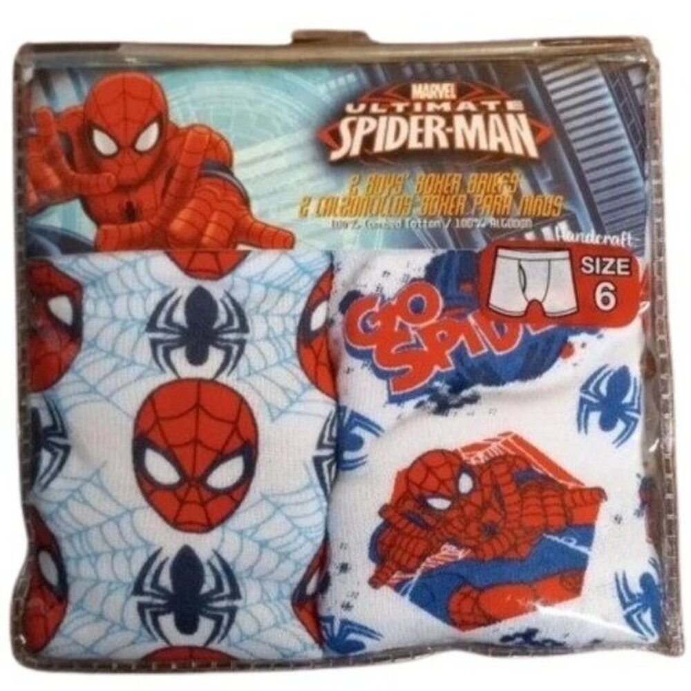 Marvel 6 Boy's Boxer Briefs underwear Spider-Man 2 pairs Super Hero Comics NEW
